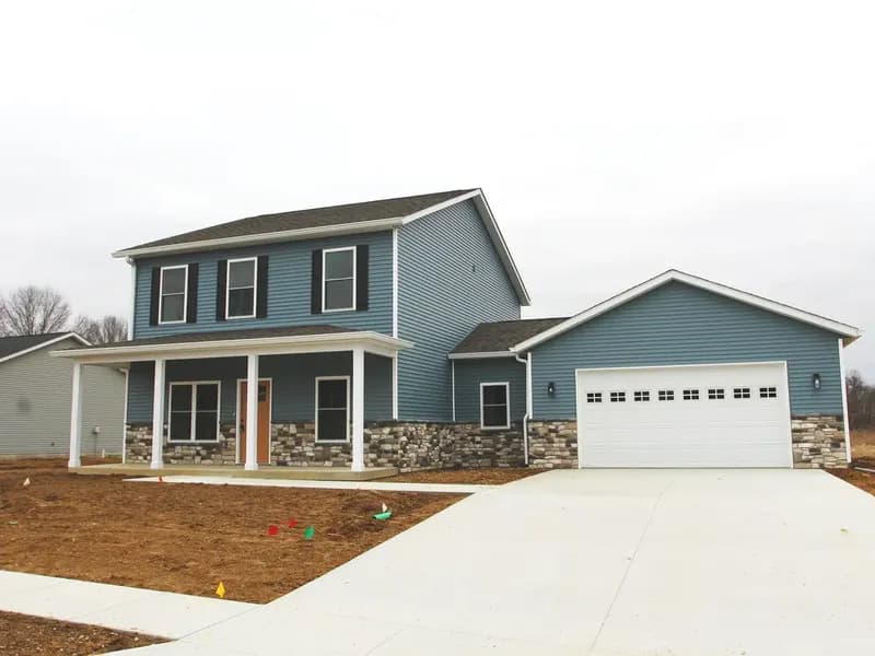 The Willow, a completed Four Oaks home in Spencer, Indiana.